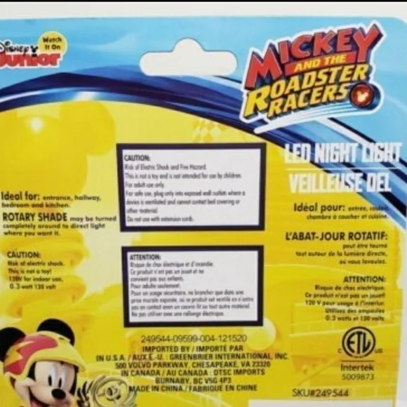 DISNEY Mickey and The Roadster Racers LED Nightlight Mickey Mouse Disney Junior - Picture 3 of 3